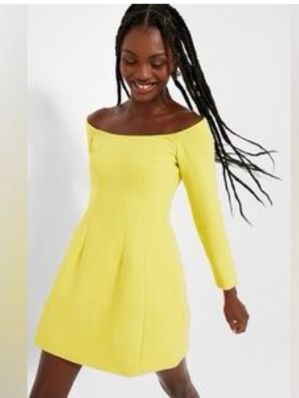 Tuckernuck Blakely Bright Yellow Off-the-Shoulder Long-Sleeve Dress size 2